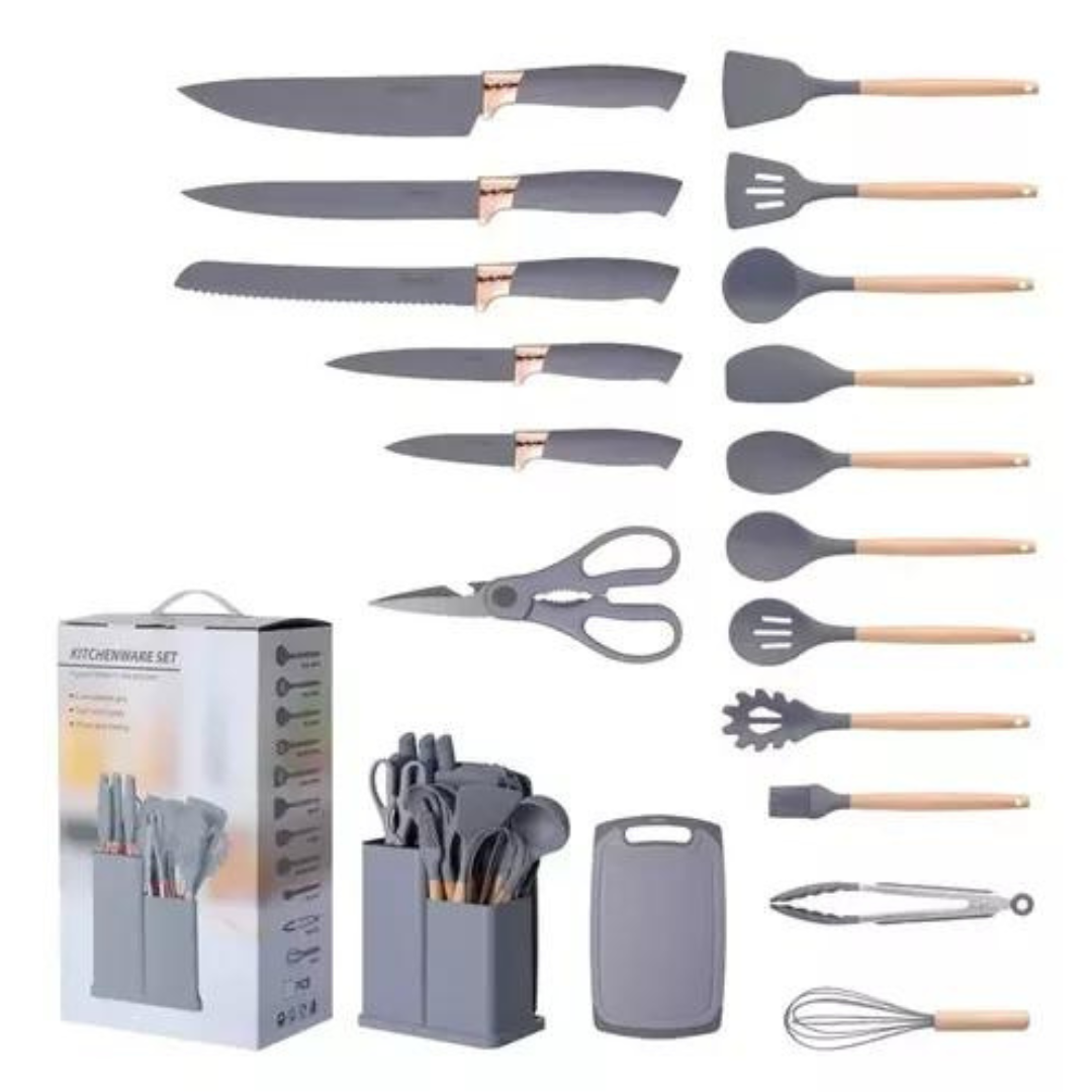 Set Utensilios Cocina Silicona x 19 pzs