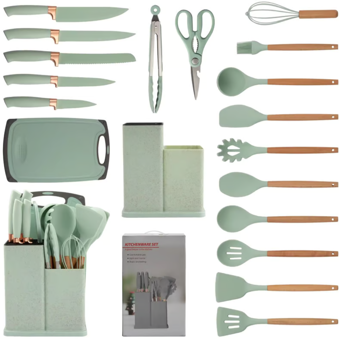 Set Utensilios Cocina Silicona x 19 pzs