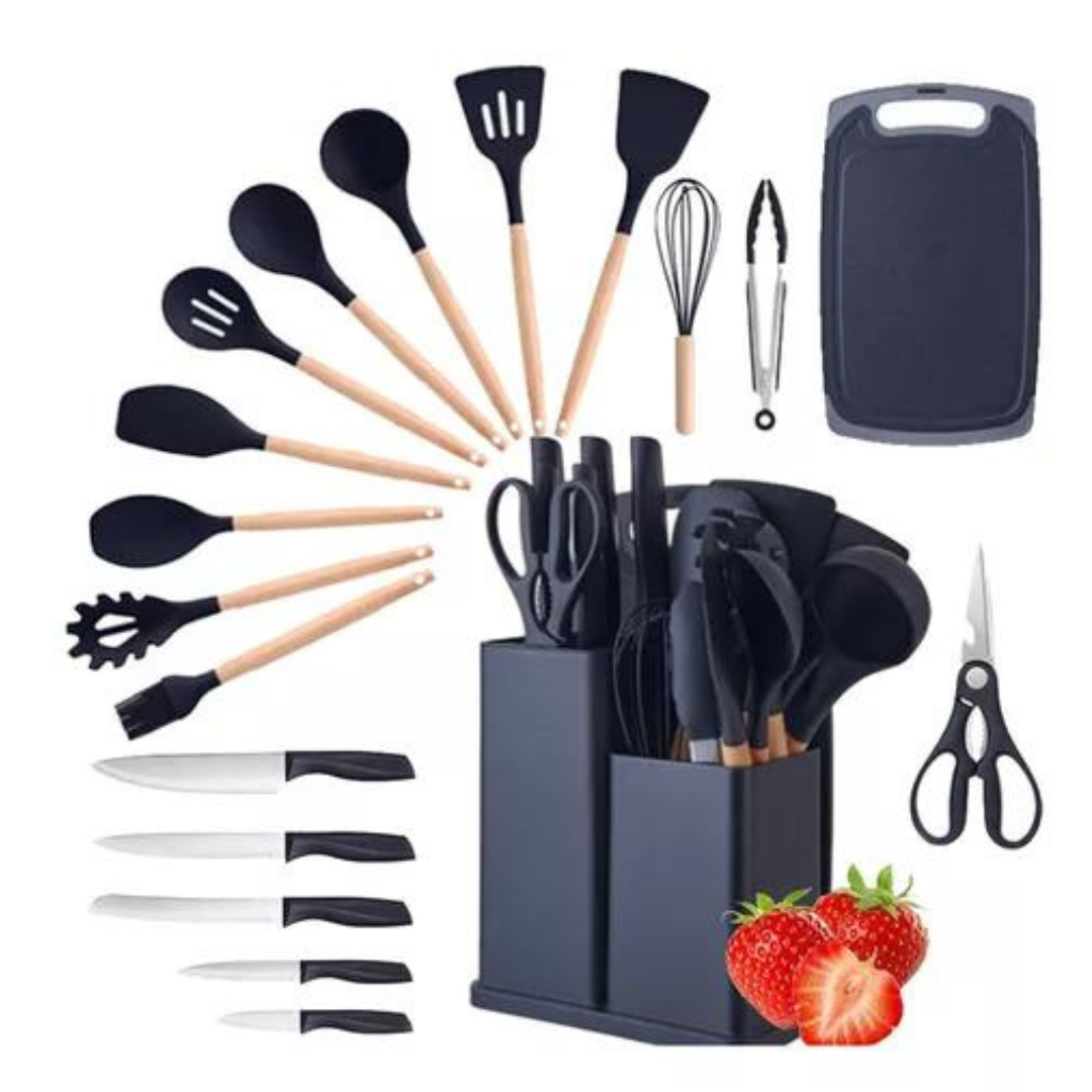 Set Utensilios Cocina Silicona x 19 pzs