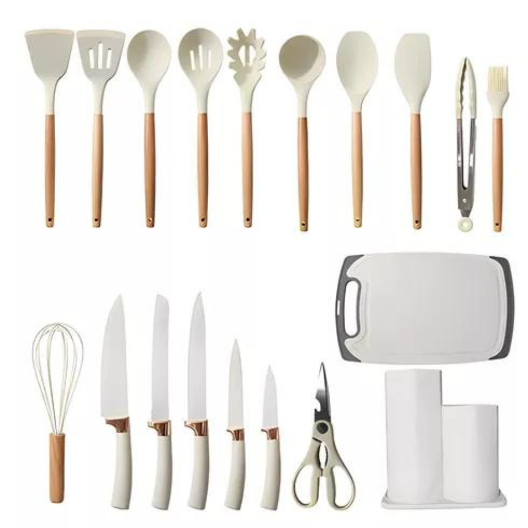 Set Utensilios Cocina Silicona x 19 pzs