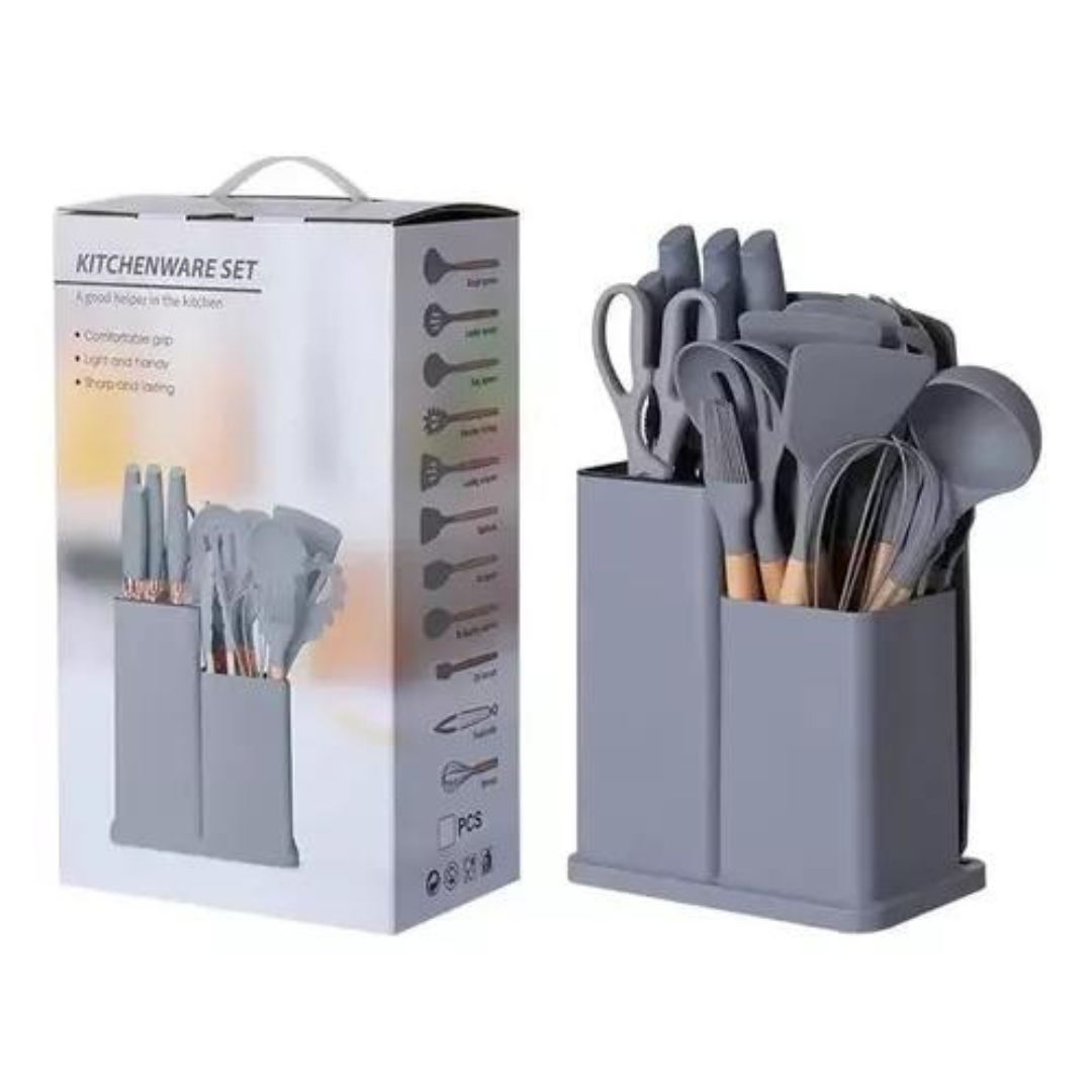 Set Utensilios Cocina Silicona x 19 pzs